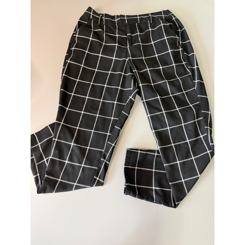 Hot Topic Black White Grid Plaid Windowpane Trousers Pants Large 14863649